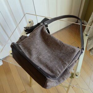 Equipage Paris Tweed Shoulder Bag with Leather Handle